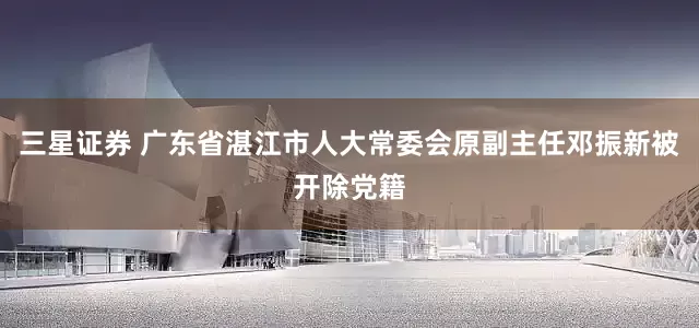 三星证券 广东省湛江市人大常委会原副主任邓振新被开除党籍